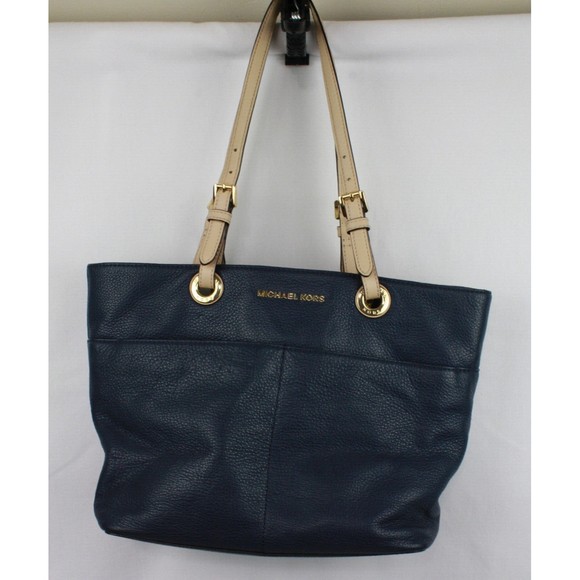 Michael Kors Purse Double Strap Handles with Matching Wallet Color Navy Blue - Picture 3 of 10